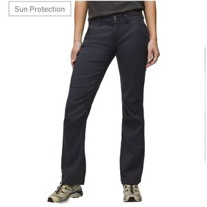 Prana Halle Convertible Pants Size 8 Grey Blue Hiking Travel Roll-Up Capri
